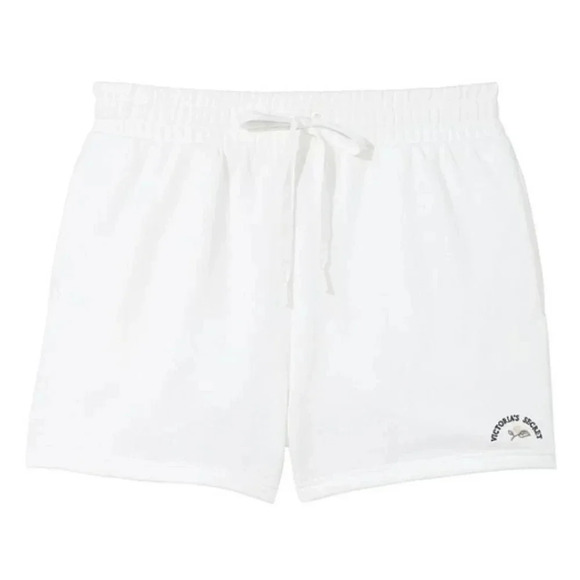 Victoria Secret White Fleece Graphic Shorts - Picture 1 of 9
